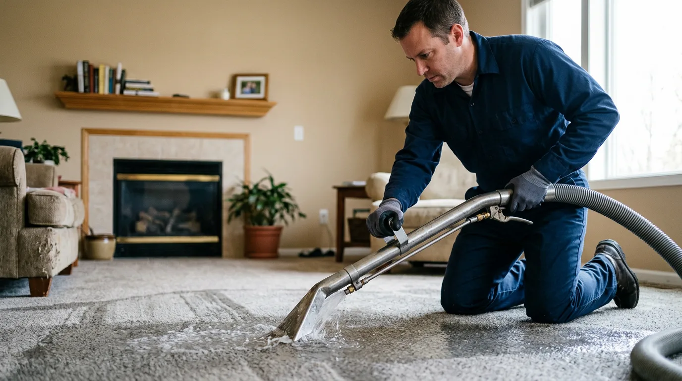 Water damage restoration technician working near Streamwood, IL